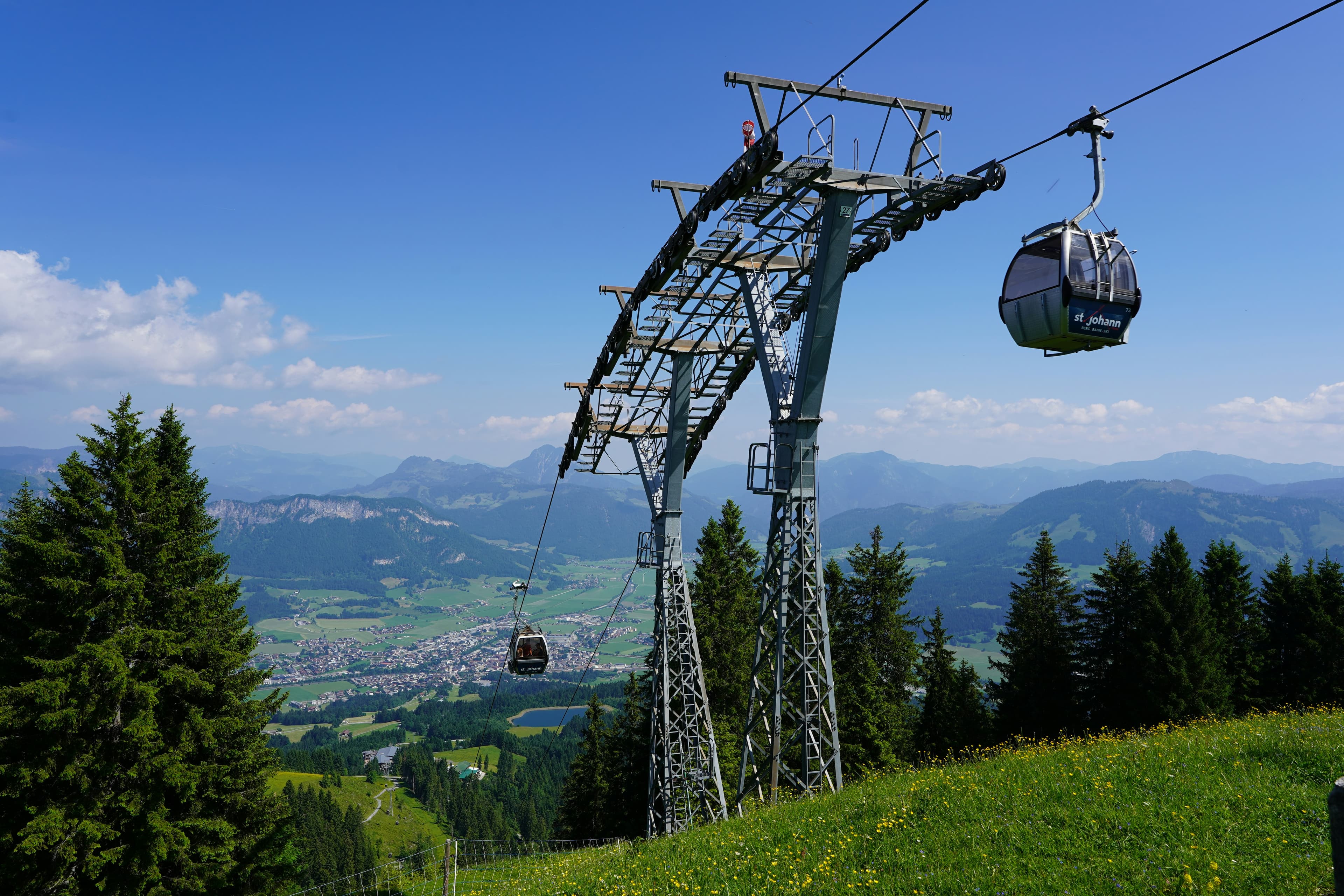 Cable car above St. Johann in Tirol